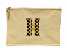 Authentic Hermès Clutch Bag Pouch H Tissage Flat Pouch 100% Cotton Yellow