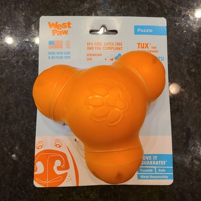 West Paw Zogoflex Tux Dispensing Dog Chew Toy Size Large (Tangerine)