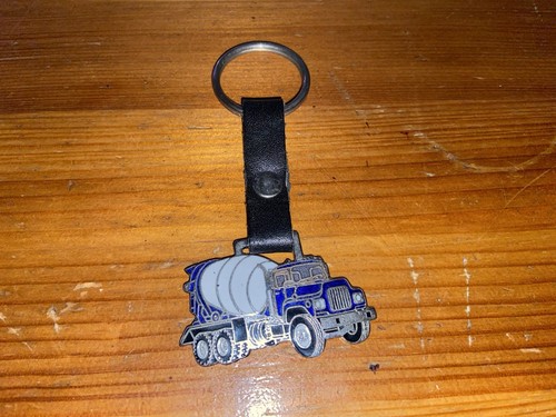 Vintage Cement Truck Key Chain Ready Mix Concrete Mixer Metal W/ Strap Keychain