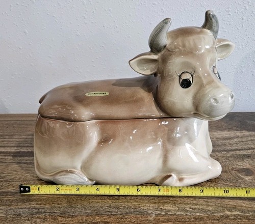 Vintage Brown Cow Cookie Jar Otagiri Japan Ceramic Farmhouse Rare - Picture 13 of 13