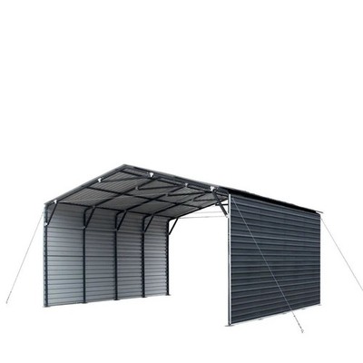 20x20ft Robust Steel Carport 10ft Enclosed Panels 27GA Finish