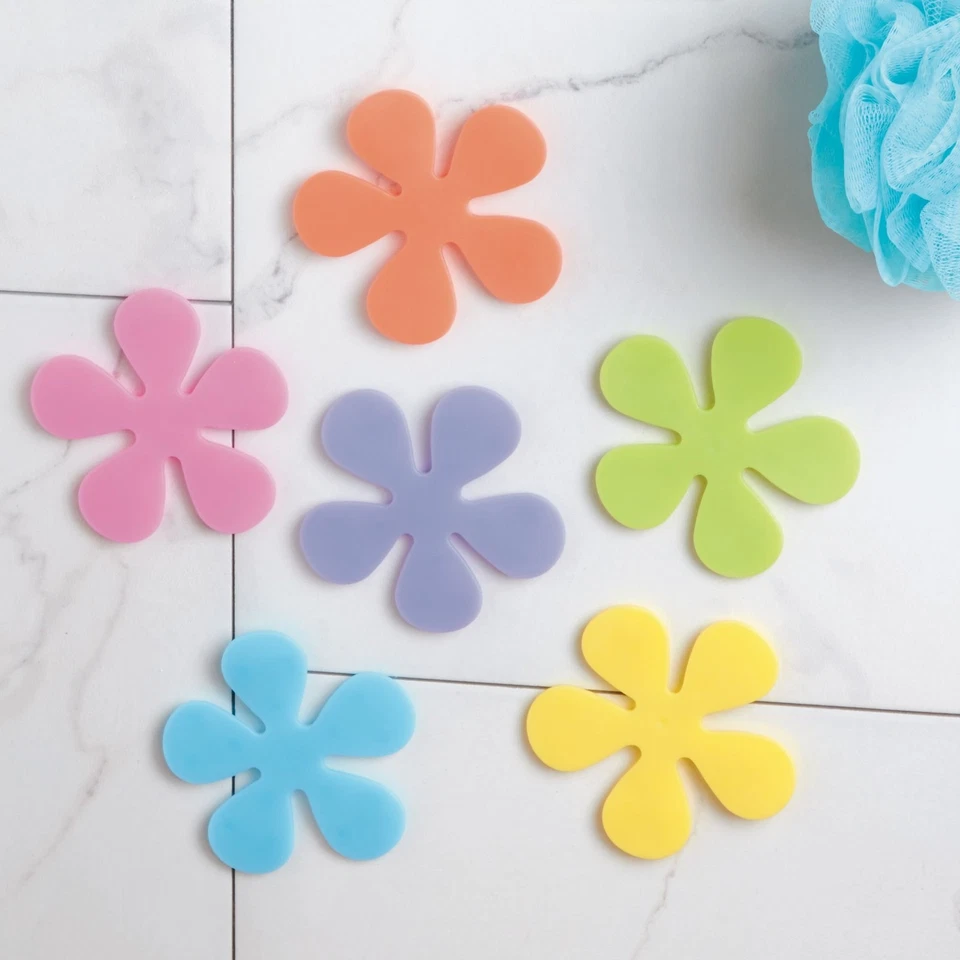 iDesign Antideslizante Bañera Treadz 4x4 Juego de 8 Pegatinas de Seguridad Multicolor Ducha Baño Foto 3 de 4