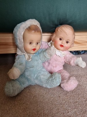 Vintage Palitoy Babypuppen Plüschkörper Gummi Gesicht & Kopf Junge & Mädchen 50er 40er