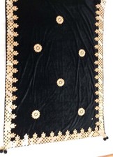 Indian Bridal Velvet BLACK Gotta Patti Dupatta Golden Lace Work Party Wear Scarf