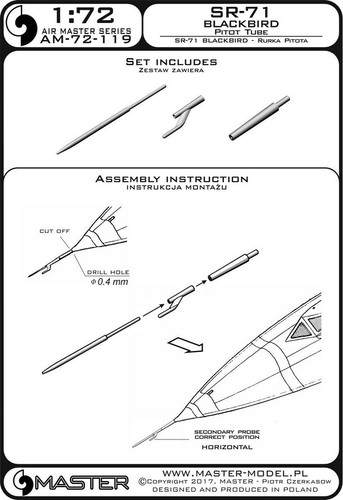 Tubo Pitot Blackbird Master Modelo 1/72 #AM72119 SR-71 - Imagen 4 de 4