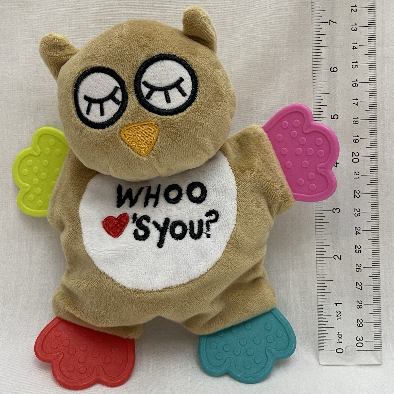 3 Soft Baby Toys - Owl Lovey, Crinkle Lion, Cat Teether Book Rattle
