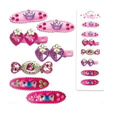 NEW Purple  Pink Princess Jeweled Toddler Baby Snap Hair Clips Barretes Set 7