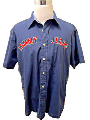 Vintage 2002 Tommy Jeans USA Flag Short Sleeve Button Up Shirt-XL