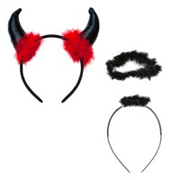 Haarreifen Set Teufel & Engel Heiligenschein Haarreif Schwarz Halloween Fasching