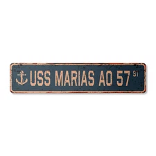 USS MARIAS AO 57 Vintage Street Sign us navy ship veteran sailor rustic gift