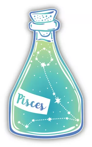 Pisces Zodiac Sign Magic Bottle Vinyl Sticker Decal