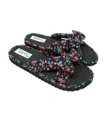 NEU DAMEN DAMEN LEICHTE FLACHE SLIPPER STOFF PANTOLETTEN SOMMER SANDALEN FLIP FLOPS GRÖSSE 