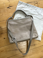 Ally Capellino Leather Frame Bag Crossbody Top Handle Grey/Taupe Frida Bag