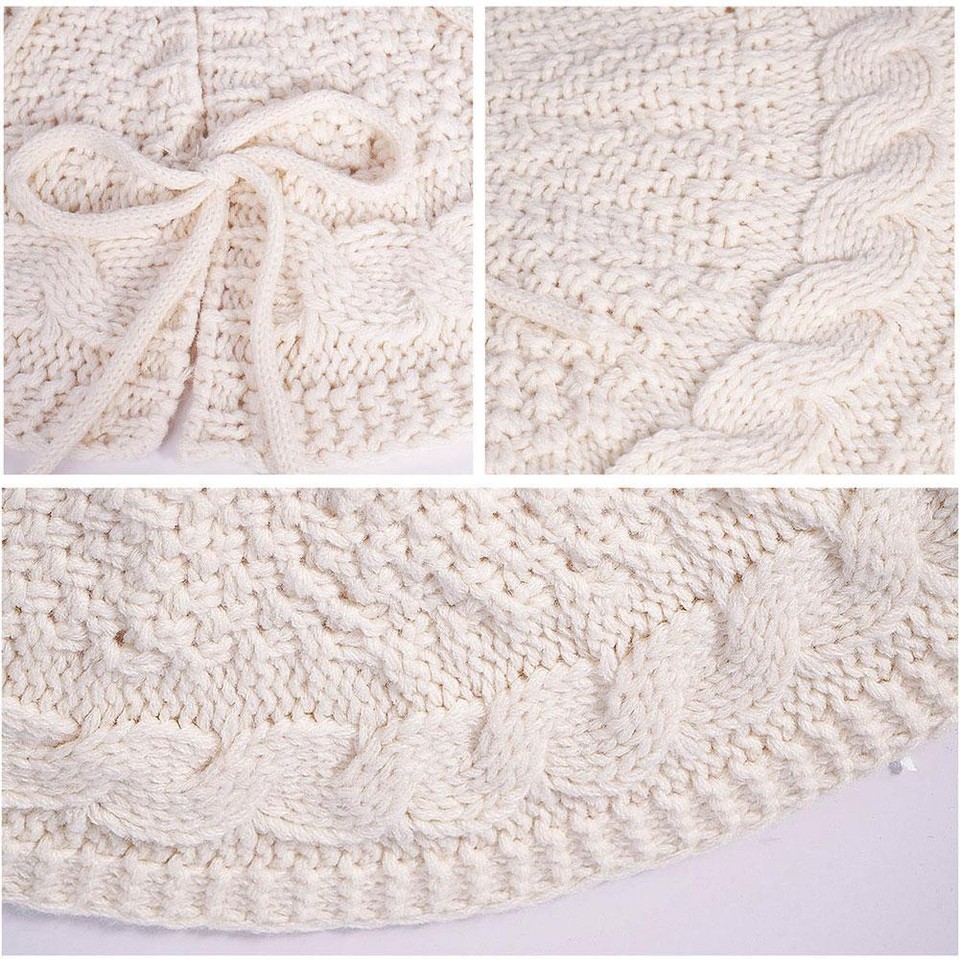 Christmas Knitted Tree Skirt 18" Vintage Christmas Tree Skirt Holiday