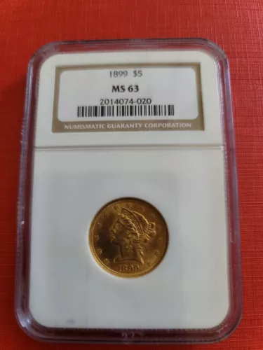 1899 $5 Liberty Head Gold Half Eagle MS63 NGC Beautiful US Coin