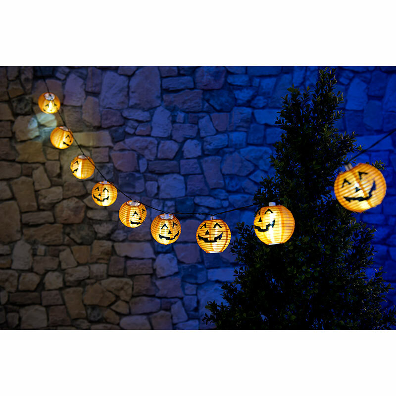 Comenem Halloween Lichterkette - 3 Meter Geister & Kürbis Lampions Für Garten & Balkon
