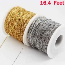197" Stainless Steel Silver Gold Link Necklace Cable Chain for Jewelry Making US