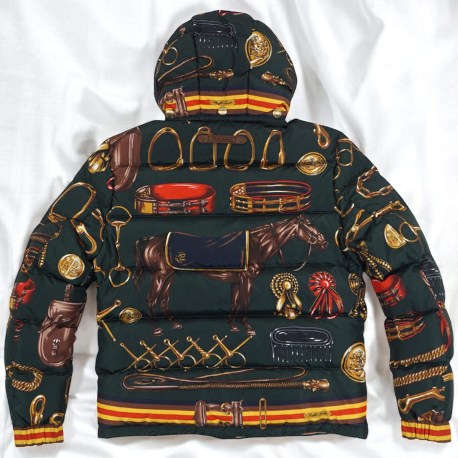 Ralph Lauren Purple Label highest grade Equestrian Down Jacket harness Print image 4