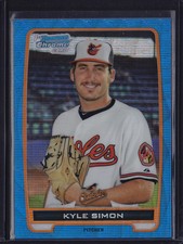 2012 BOWMAN CHROME PROSPECTS BLUE WAVE REFRACTOR KYLE SIMON #BCP56 ORIOLES