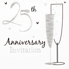Multi Pack 36 Silver 25th Wedding Anniversary Party Card Invitations & Envelopes