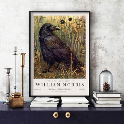 William Morris Druck, William Morris Ausstellungsposter Rabe, Krähe, Vogel (380c)