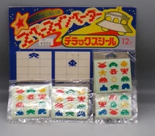 Vintage 1980's Japanese SPACE INVADERS alien STICKER SHEET store display JAPAN !