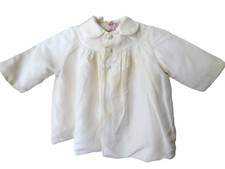 VINTAGE 1950's INFANT COAT  BONNET, IVORY SILKISH WITH LINING . RIBBON ON HAT