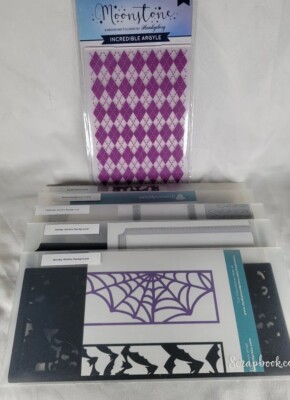 Set Of 5 Diamond Press Slimline Border Die Kit Celebrate Holiday Spooky 