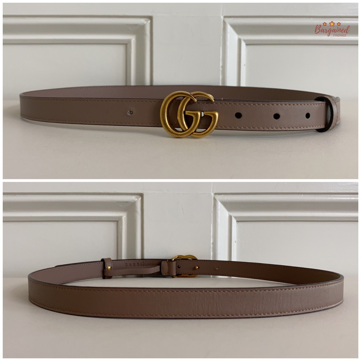 Authentic Gucci Porcelain Rose Calfskin Leather Double G Authentic Gucci Porcelain Rose Calfskin Leather Double G