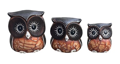 Hand Carved Wooden Owl Sculpture Painted Carving Wood Bird Figurine Statue Decor