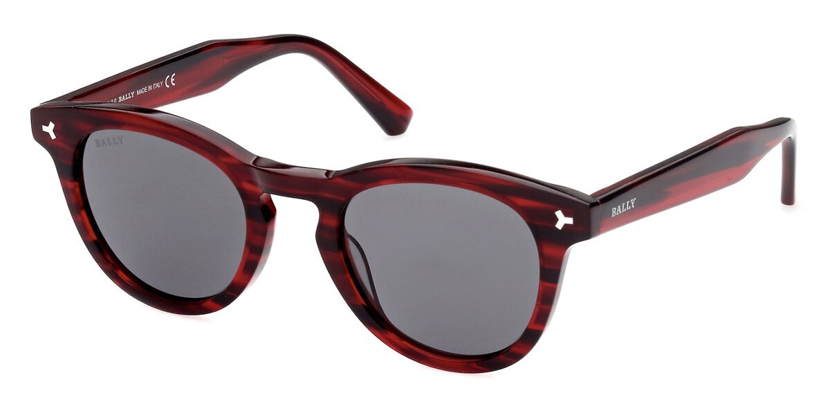 Круглая пластиковая оправа для солнцезащитных очков Bally BY0071 68A рубиново-красного цвета 49-22-145 итальянского производства 36990₽