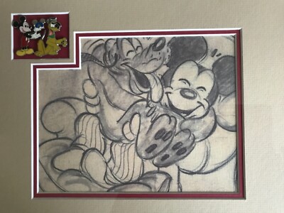 Disney Mickey Collectible Framed Pins Sketch Pluto's Dream House