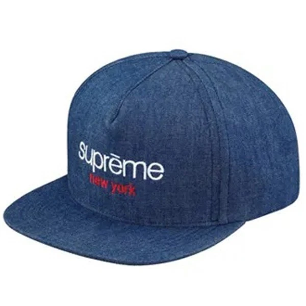 Denim bleu 5 panneaux logo Supreme Classic