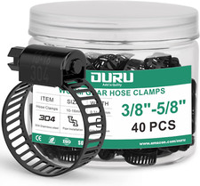 40PCS 3/8"-5/8 Black Hose Clamp,Adjustable 10-16Mm Small Hose Clamps Stainless S