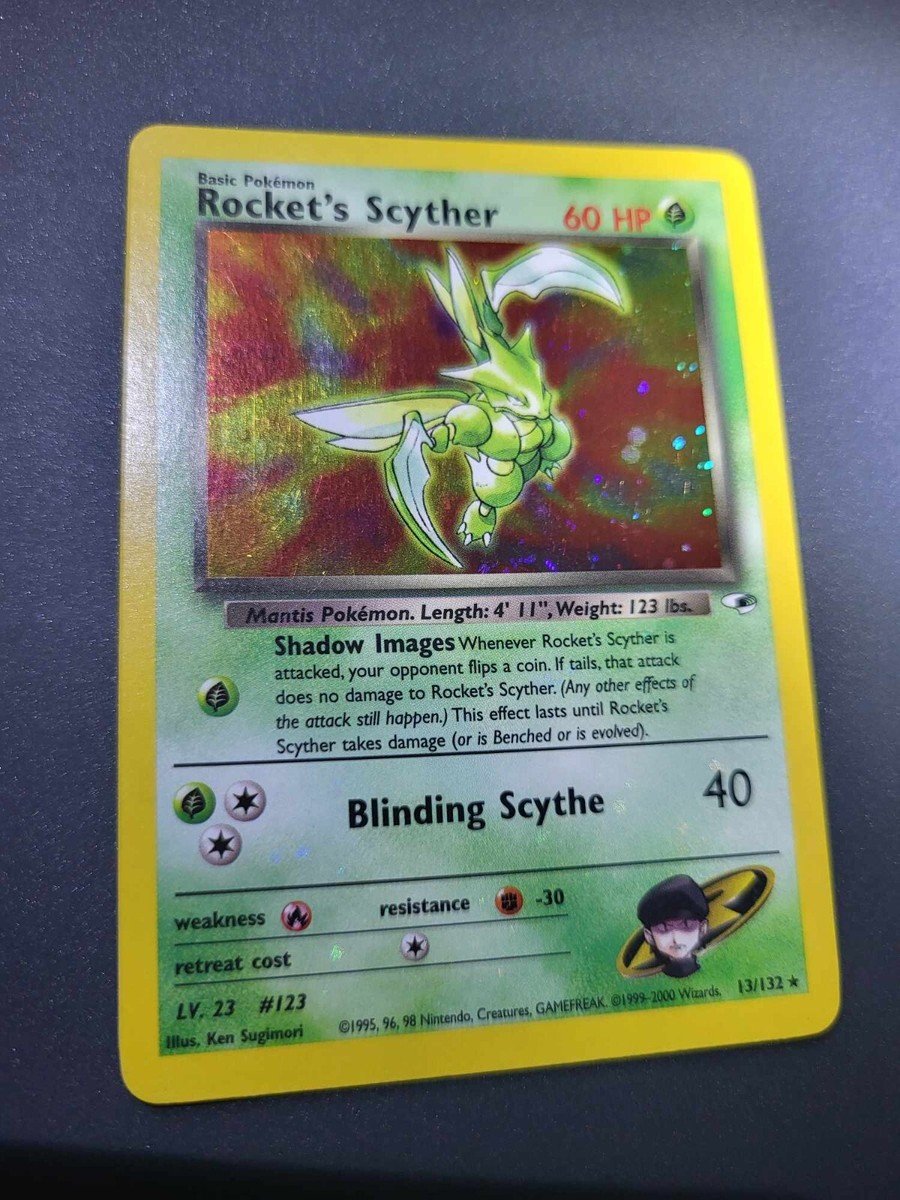 HOLO BLEED ERROR* 2000 Pokémon Rocket's Scyther Gym Heroes HOLO