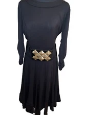NUE by Shania Black Fit & Flare Dress Size 16 US With Belt And Body Shaper
