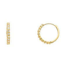 Real 14k Yellow Gold 2mm CZ Huggies Earrings Small Womens Girls