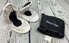 Solemates Purse Pals Foldable Travel Ballet Flats for Women Compact White XL