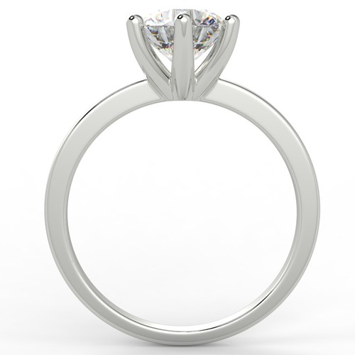 1.06 Ct Round Cut VS1/D Solitaire Diamond Engagement Ring 14K White Gold - Picture 4 of 6