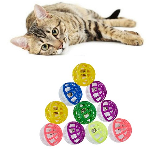 10/30/50pcs Pet Cat Toy Ball Plastic With Bell Hollow 3.8cm Cat fun throw` - 第 2/11 張圖片