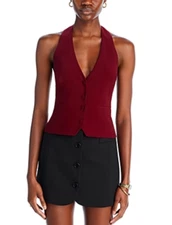 Aqua Halter Vest Wine L32239 Womens Size S