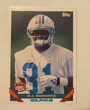1993 Topps #463 O.J. McDuffie Rookie Card Miami Dolphins NFL Football NM. rookie card picture