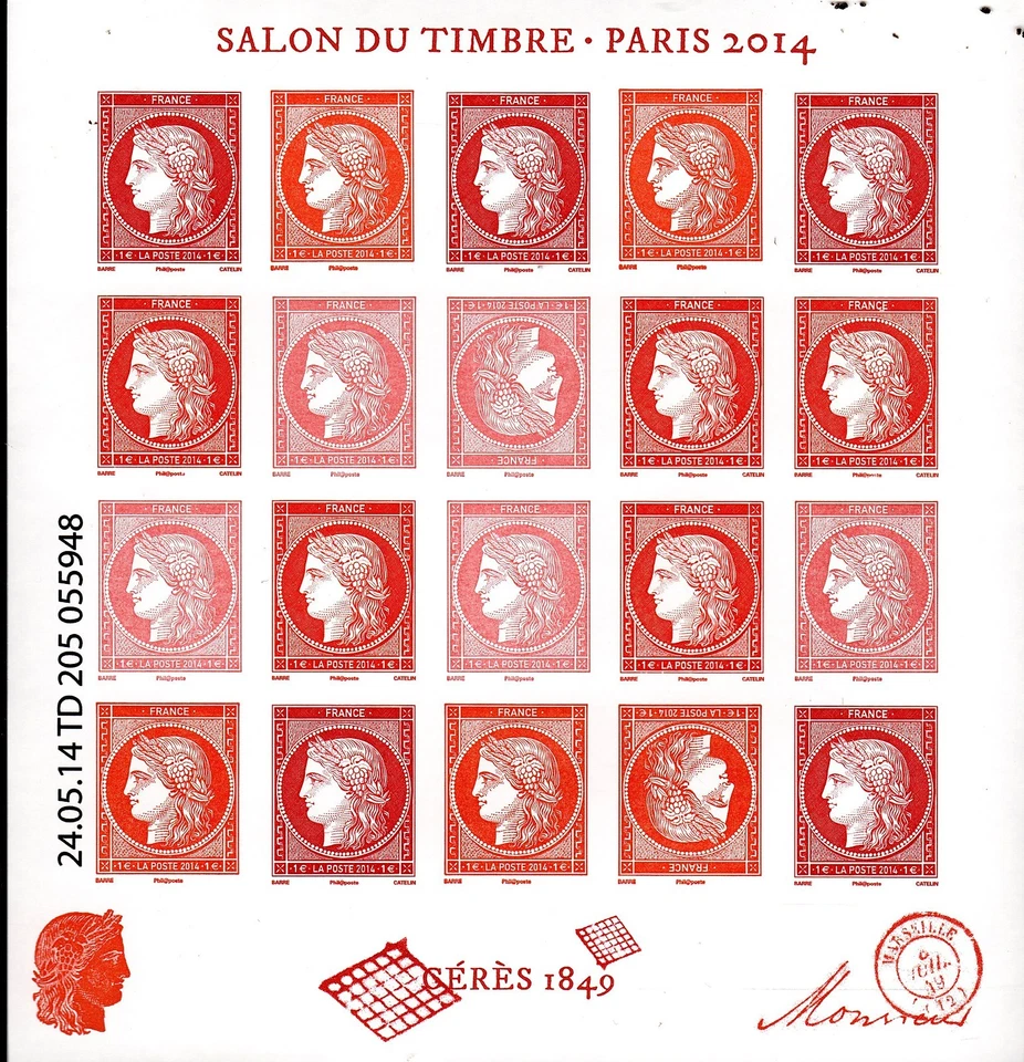 BLOC NEUF SALON DU TIMBRE PARIS 2014 CERES VERMILLON LUXE - Photo 1/1