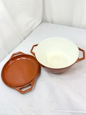 Copco Orange 2 Quart Pot Denmark Cast Iron Enamel Dutch Oven Casserole Pan FrSh