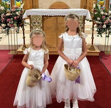 Two Flower Girl Dresses and Two Jackets Size 4 - 5 and 7 - 8 Tea Length