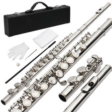 Standard Sliver School Band Student 16 Closed C Flute with Case Accessories