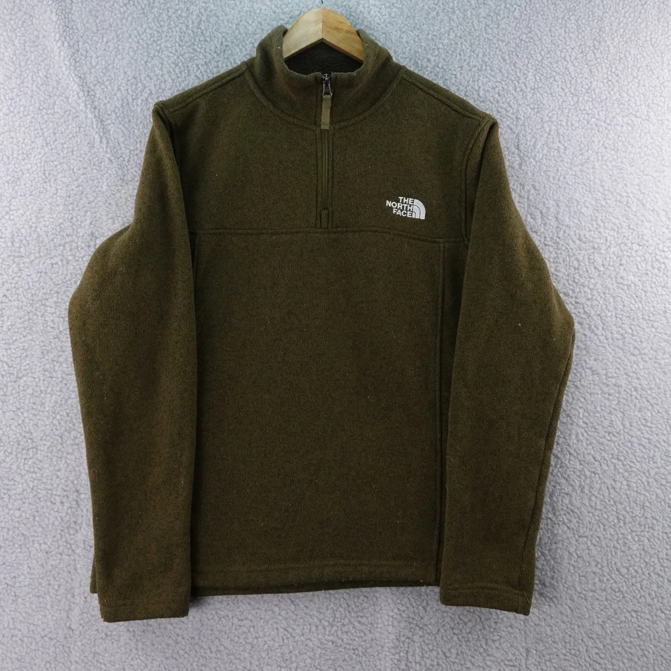 Pullover polar grande The North Face para hombre con cremallera en cuarto verde oliva senderismo al aire libre Foto 2 de 4