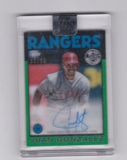 2021 Clearly Authentic 1986 Topps Baseball Green /99 Juan Gonzalez Auto