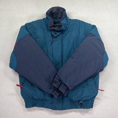 Vintage 90's Field & Stream Jacket Mens M Blue Puffer Colorblock Nylon Outdoor