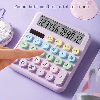 12 Digit Desktop Calculator Large Buttons Dual Power for Office Use